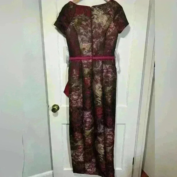 NWT KAY UNGER Bow Layne Jacquard Column Dress - Picture 12 of 15